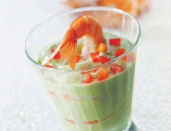 Salade de crevettes et avocat au Carré Frais en verrines
