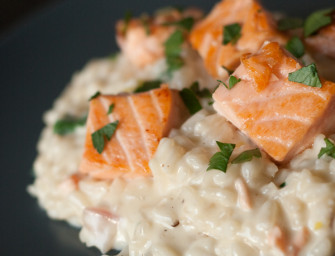 Risotto crémeux citronné au saumon