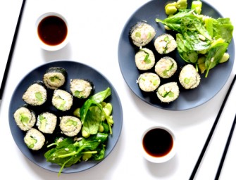 Makis de pringtemps : Quinoa, crevettes et légumes verts