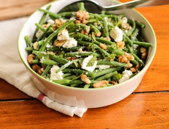 Salade de haricots verts à la feta, menthe et noix
