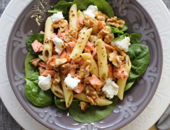 Salade de pâtes au saumon et au fromage de chèvre