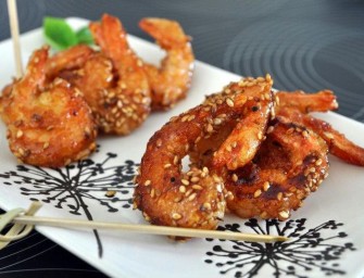 Crevettes au miel et au sésame
