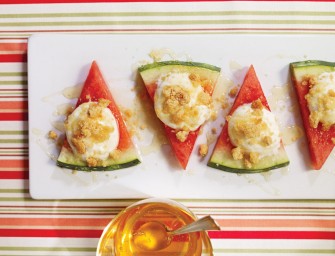 Pastèque, yaourt et crumble