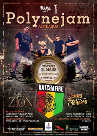 PolyneJam with Aotearoa : Katchafire, Sammy J et Sons Of Zion en concert le vendredi 04 mars