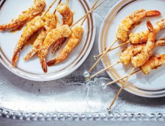 Crevettes laquées au miel et au curry