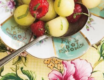 Salade de framboises, melon et menthe