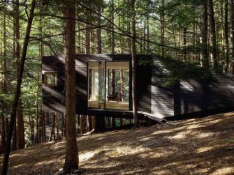 Half-Tree House, cabane dans la forêt du Comté de Sullivan, New York par Jacobschang