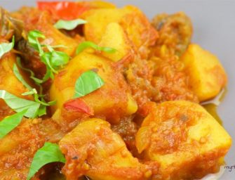 Recette vegan : Ragoût de pommes de terre, aubergine et huile de coco