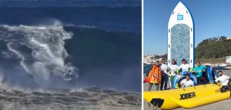 Le Big Sup d’Anonym surf la vague monstrueuse de Nazaré