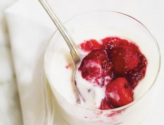 Mousse à la ricotta et aux framboises