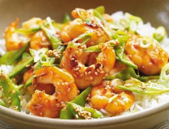 Sauté de crevettes au sésame