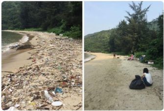 Dans le cadre du #Trashtag, les gens ramassent les ordures et partagent des photos avant et après la collecte