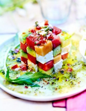 Salade d’avocat, melon et pastèque