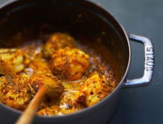 Curry de poisson flambé au cognac