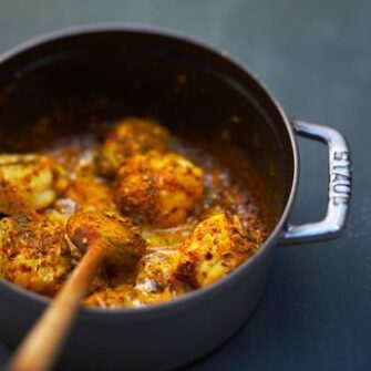 Curry de poisson flambé au cognac