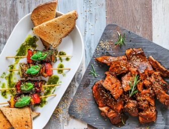 Côtes de boeuf marinées et poivrons à la provençale