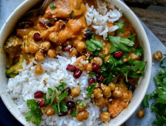 Curry Thaï Patates Douces, Pois Chiches Croquants