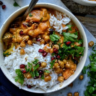Curry Thaï Patates Douces, Pois Chiches Croquants